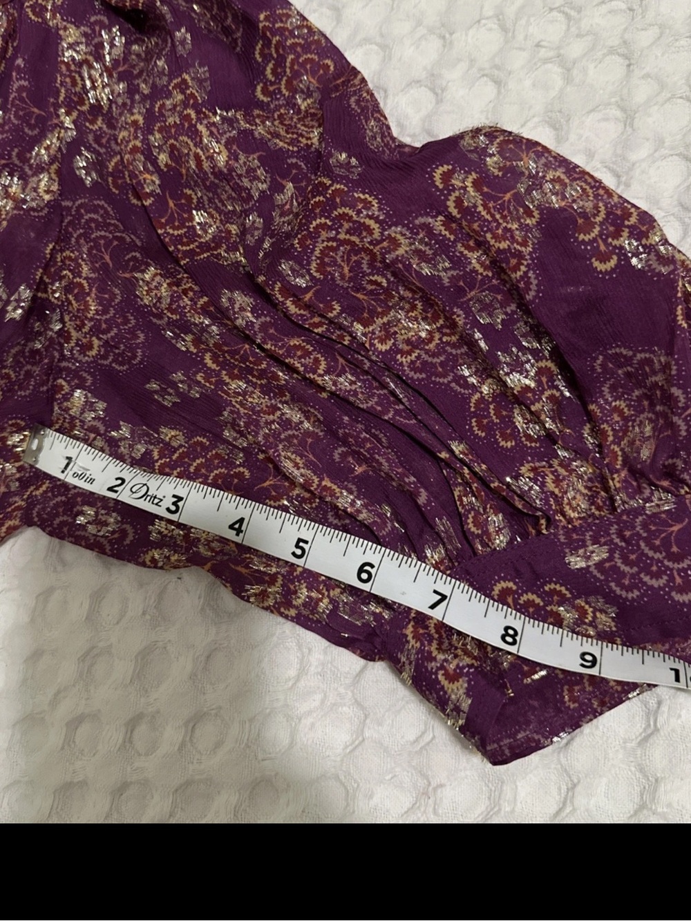 Vanessa Bruno Seban Blouse Metallic Floral Purple Boho Sz 40 USA M - Picture 7 of 7